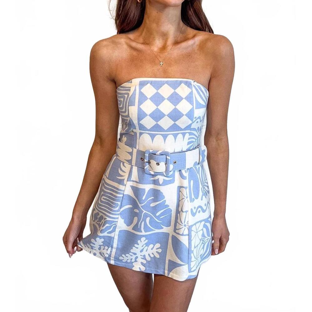 NEW ADELINE brittany mini dress in blue multi